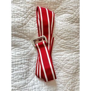 Polo Ralph Lauren Vtg Web Ribbon Belt Mens XL Red White Striped Americana Preppy